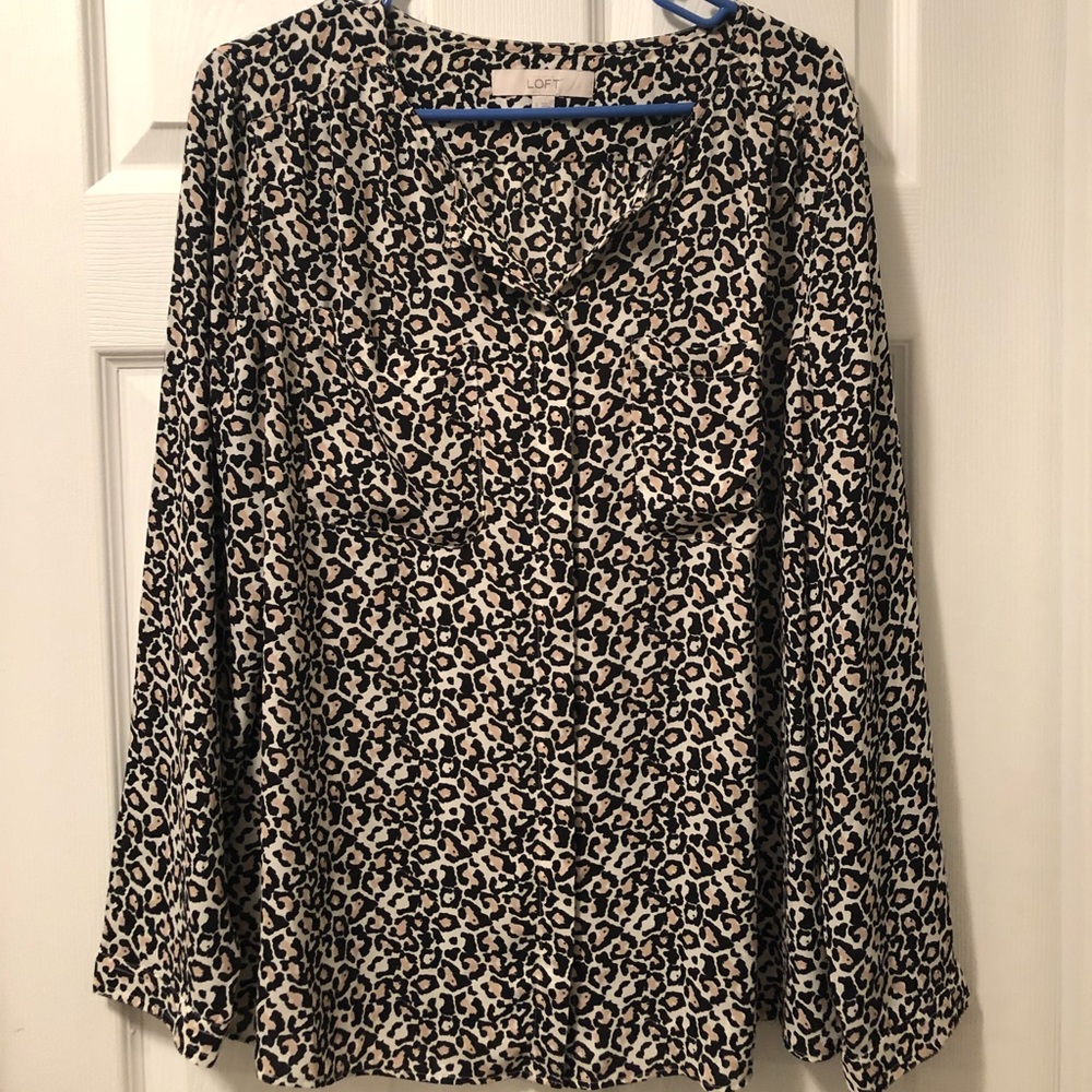 LOFT Leopard print blouse, Size L